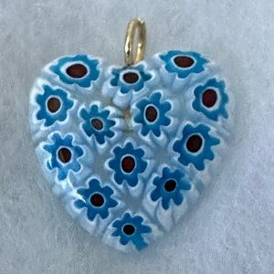 New Murano Glass Heart Pendant. Made in Murano, Italy.